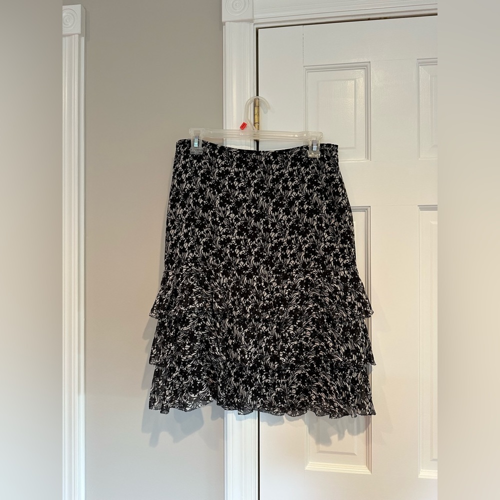 Vintage Ann Taylor Black and White Floral Dress Skirt